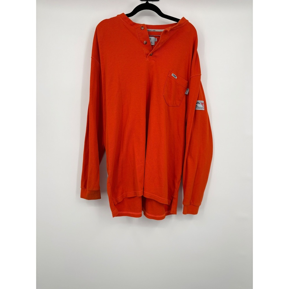 TYNDALE Orange FRMC Long Sleeve Henley Arc Rated Flame Resistant Shirt Men 2XL